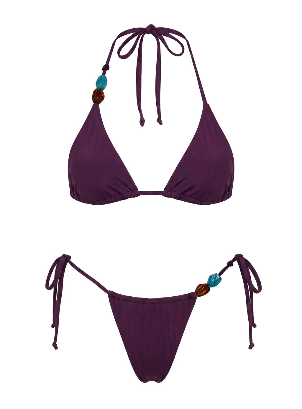 Nevaeh Beaded Triangle Bikini Top Purple
