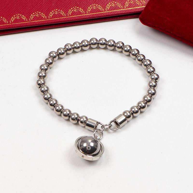 CAB29  Round bead bracelet globe bracelet 316L stainless steel gold-plated jewelry about 18cm