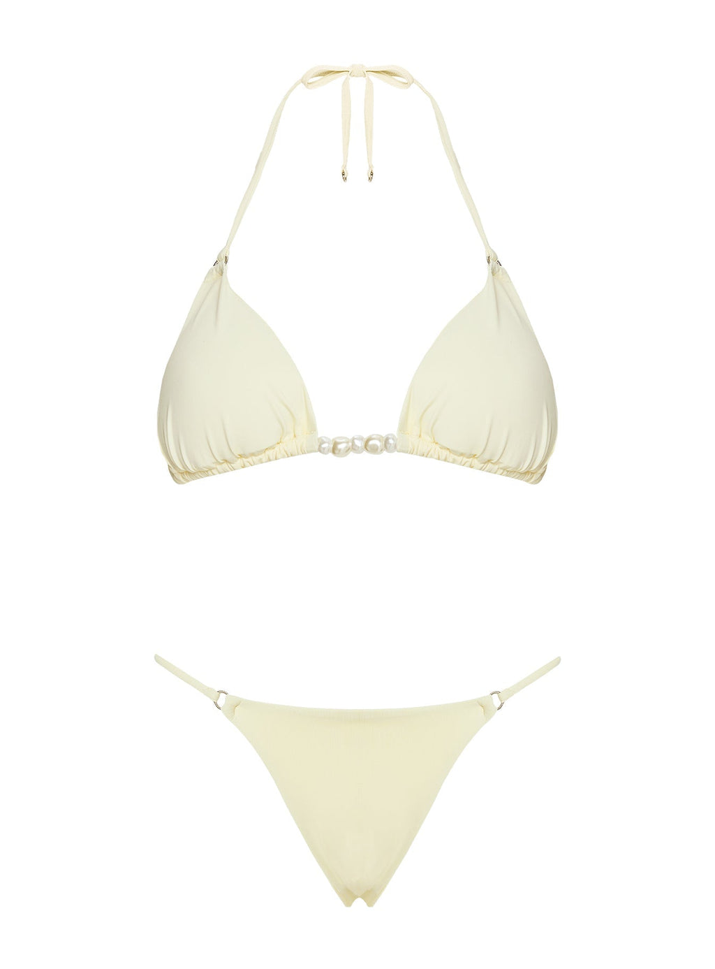 Adrah Beaded Triangle Bikini Top Yellow