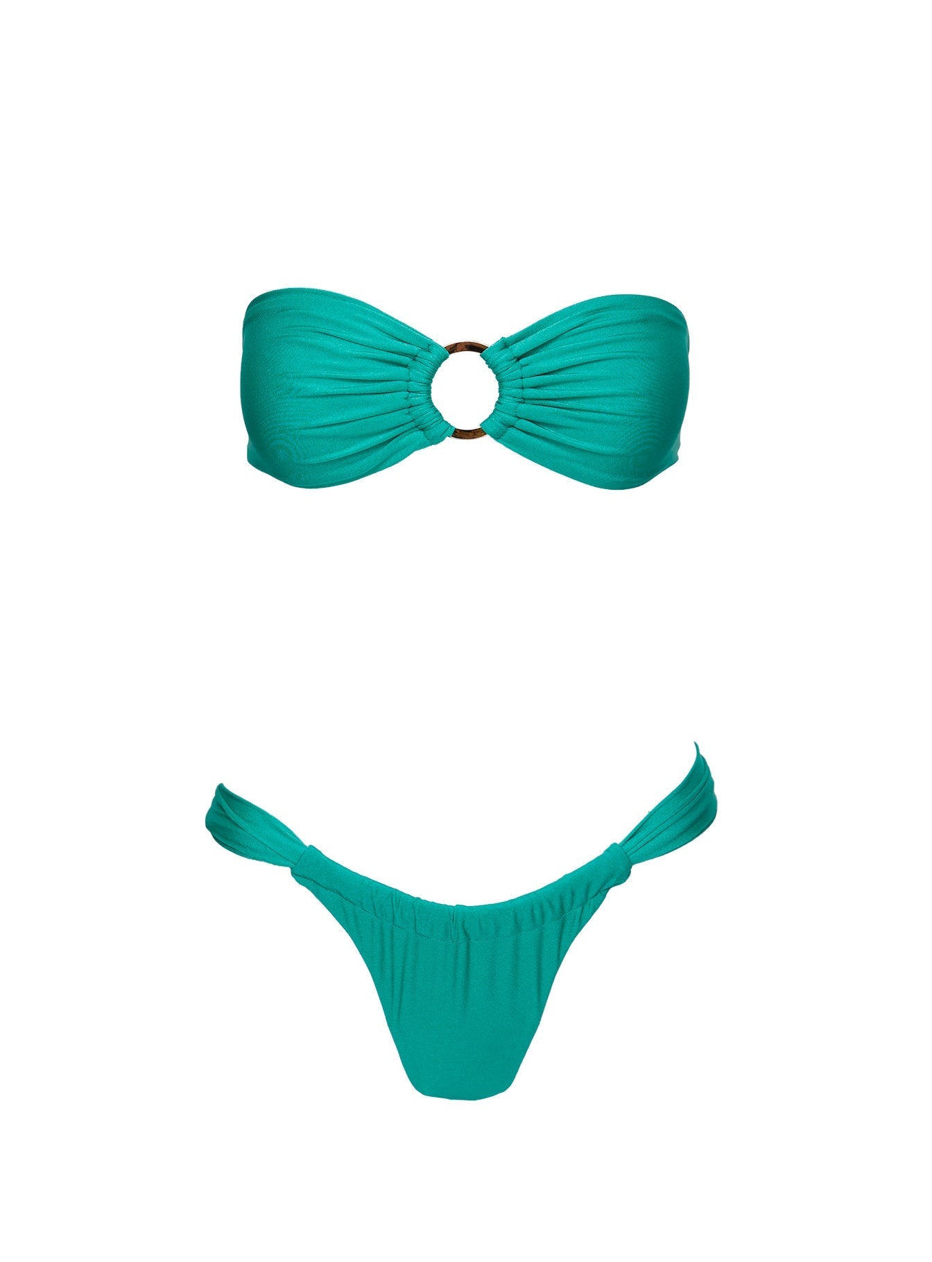 Janea Bandeau Ring Glitter Bikini Top Teal