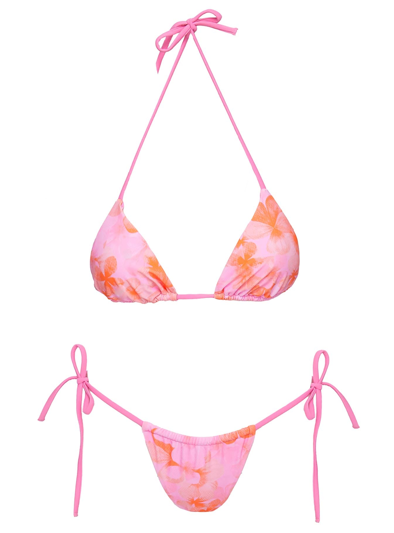 Jenner Tie Side Ruched Bikini Bottom Pink Floral