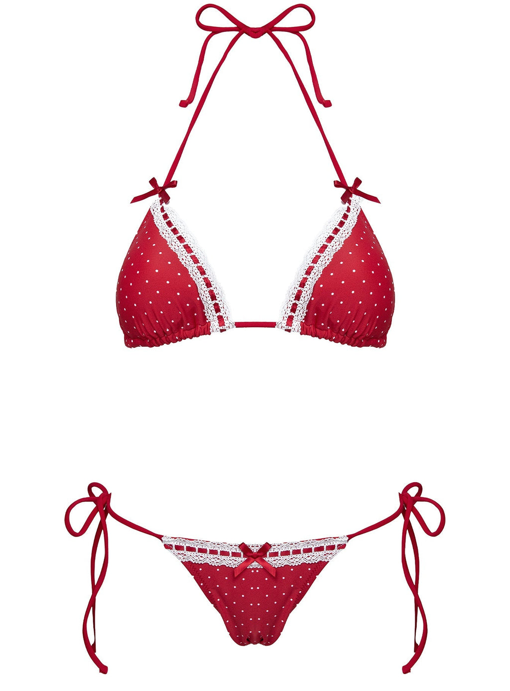 Jenner Triangle Bikini Top Red Polka