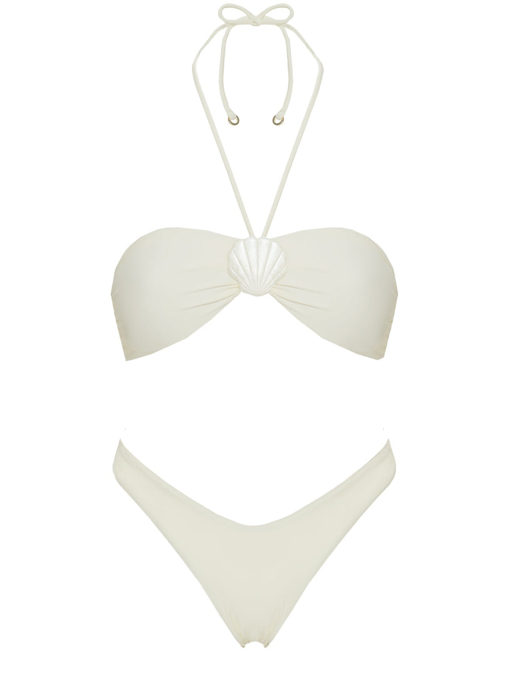 Kylila Halter Shell Bikini Top White