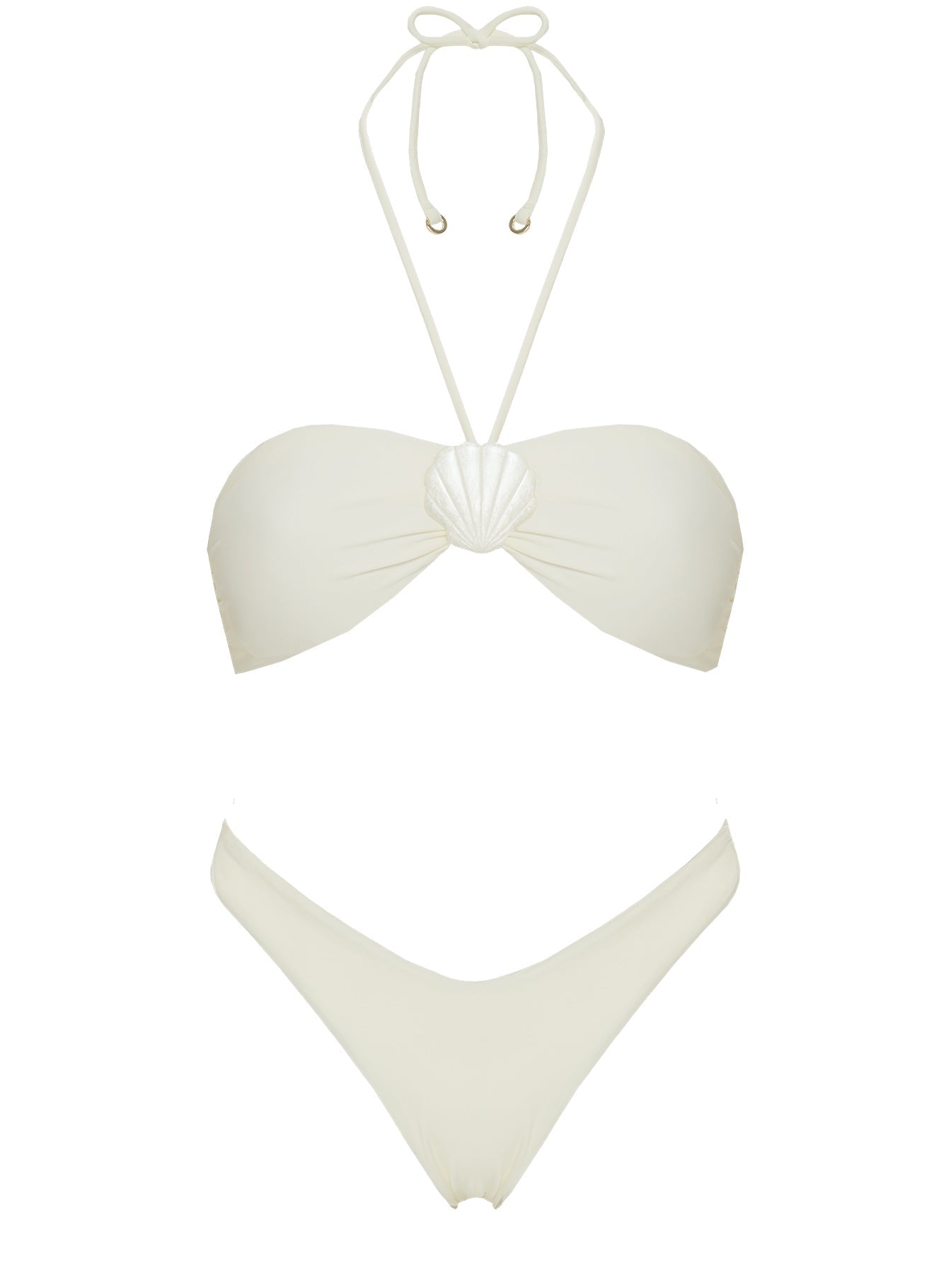 Kylila Halter Shell Bikini Top White