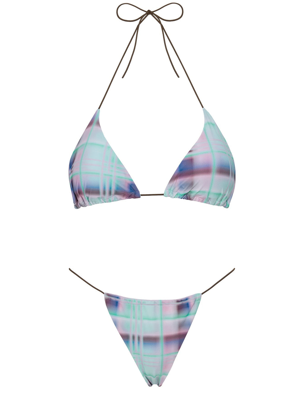 Selbie String Ruched Bikini Bottom Blue Multi