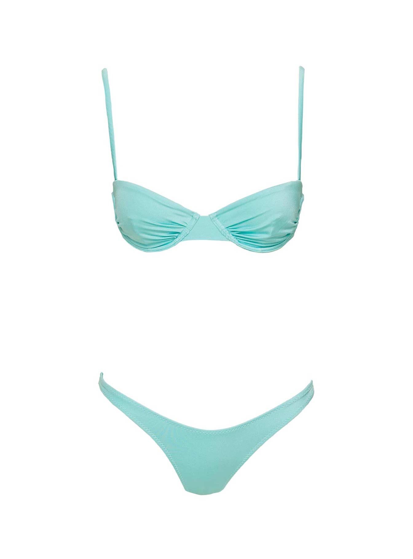 Sadley High Cut Shine Bikini Bottoms Turquoise
