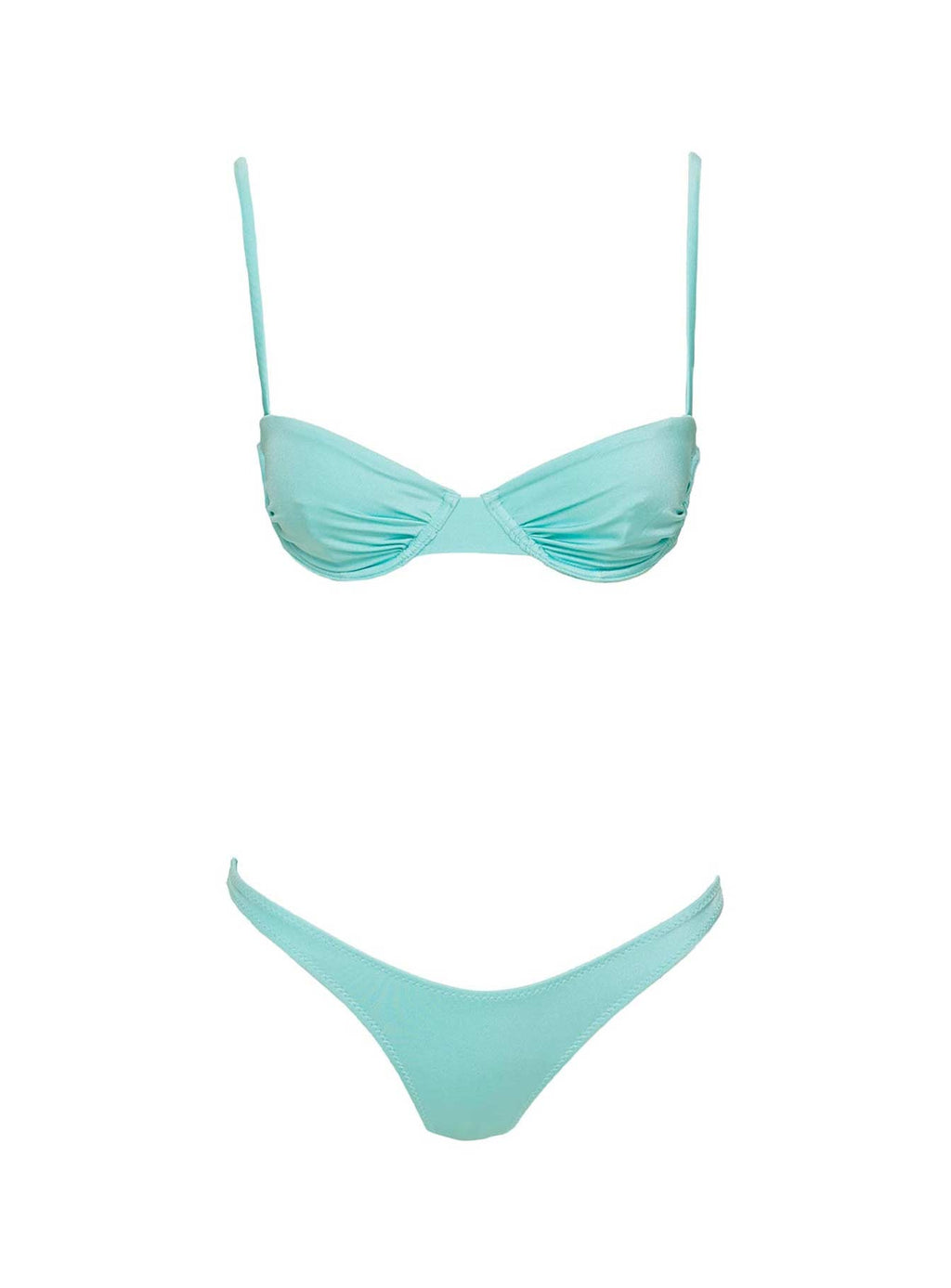 Sadley Underwire Shine Bikini Top Turquoise