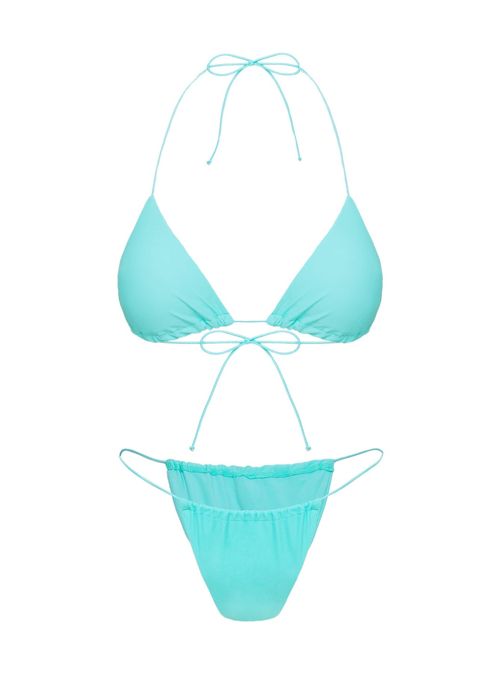 Selbie String Ruched Bikini Bottom White / Blue