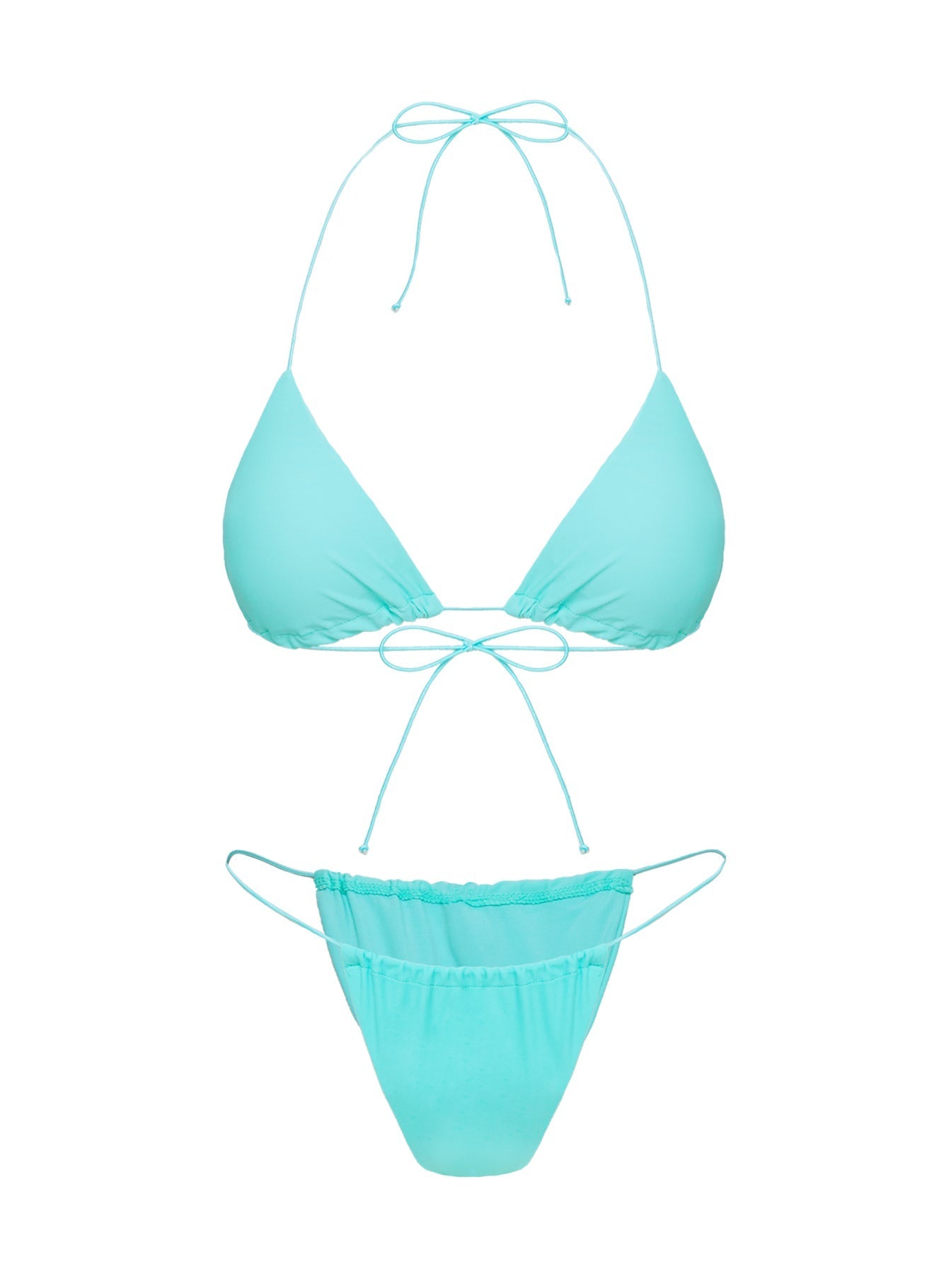 Selbie String Ruched Bikini Bottom White / Blue