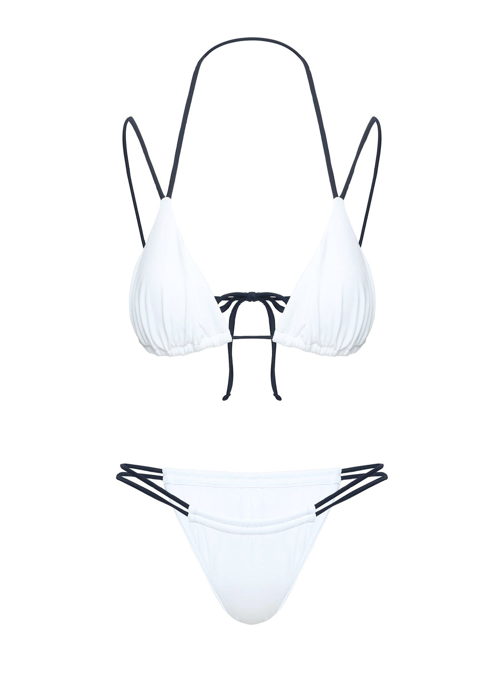 Vaylor High Cut Ruched Bikini Bottoms White