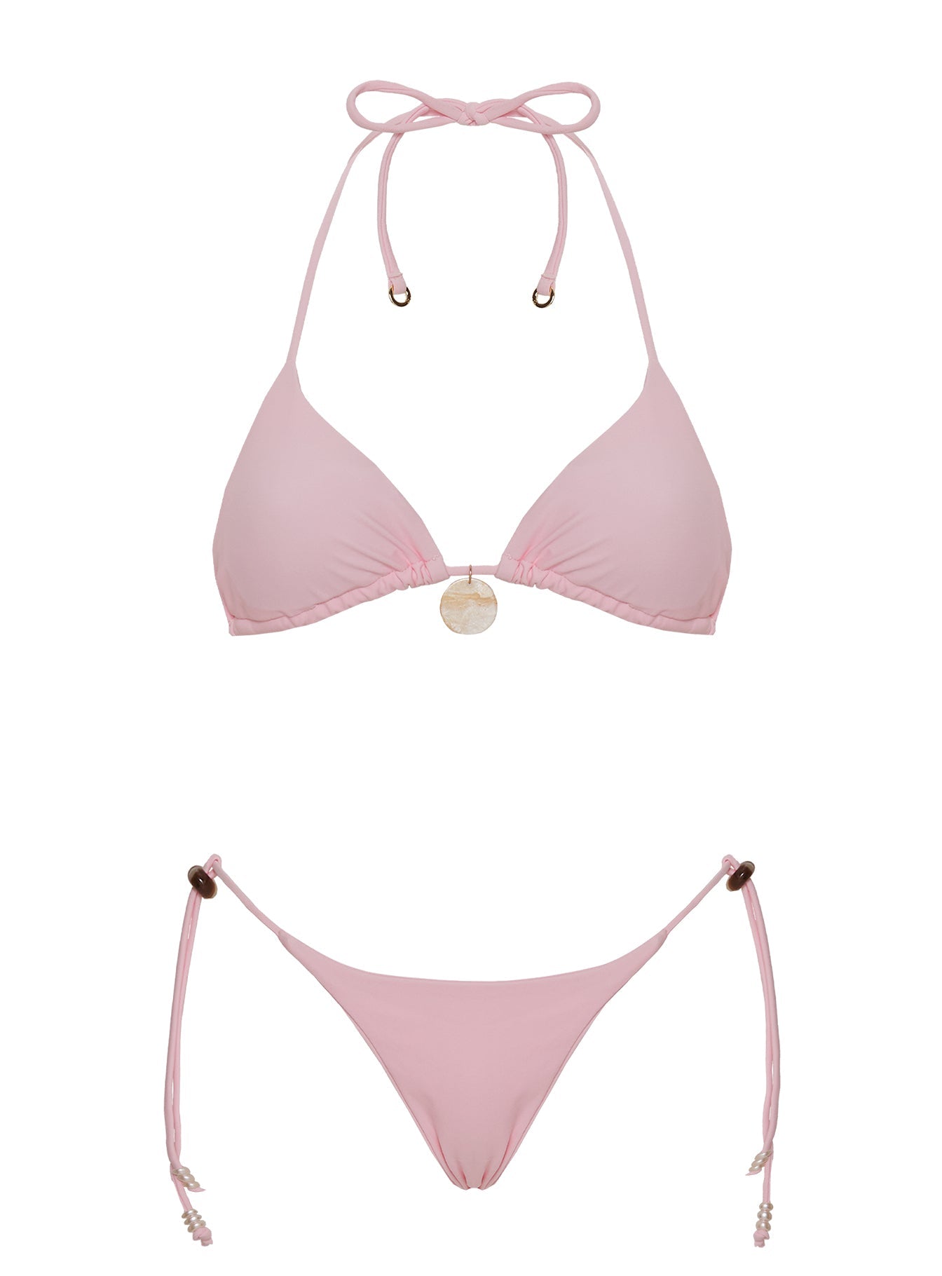 Jenner Tie Side Beaded Bikini Bottom Light Pink
