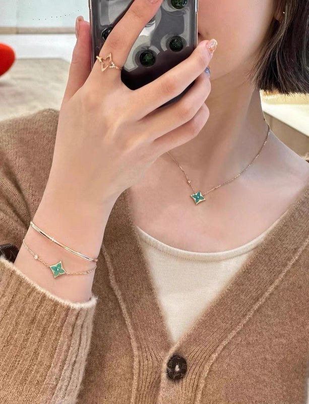 X674  Women's Titanium Steel Necklace Bracelet Set Jewelry