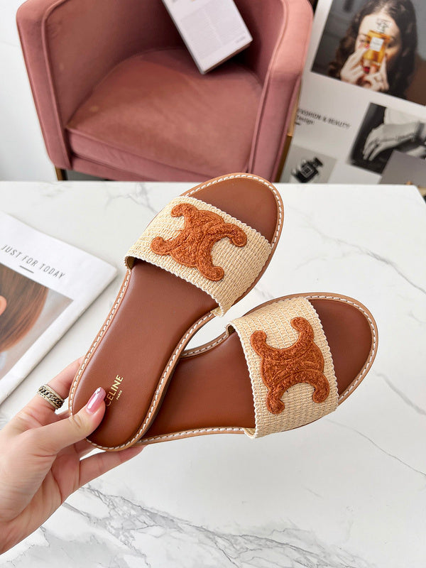 MBCS3 Leather Slippers Size 35-41Shoes with Box